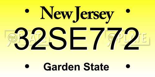 32SE772 New Jersey License Plate