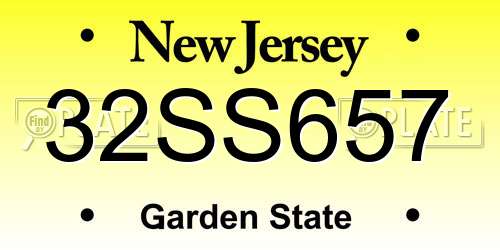 32SS657 New Jersey License Plate
