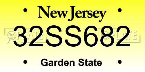 32SS682 New Jersey License Plate