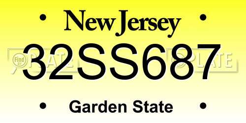 32SS687 New Jersey License Plate