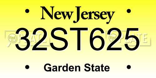 32ST625 New Jersey License Plate