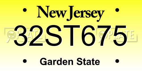 32ST675 New Jersey License Plate