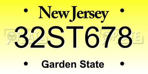 32ST678 New Jersey License Plate
