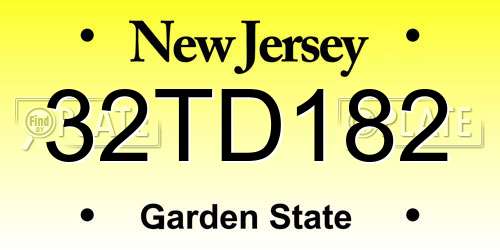 32TD182 New Jersey License Plate