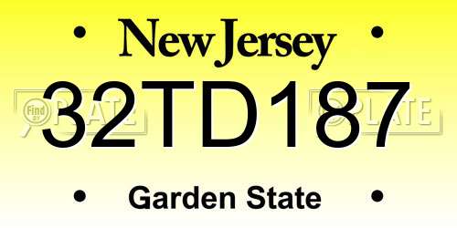 32TD187 New Jersey License Plate