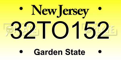 32TO152 New Jersey License Plate