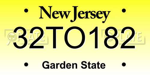 32TO182 New Jersey License Plate