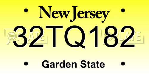 32TQ182 New Jersey License Plate