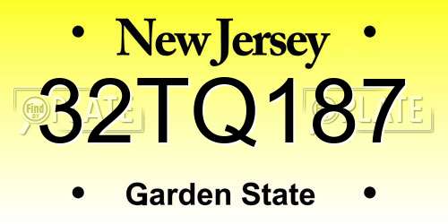 32TQ187 New Jersey License Plate