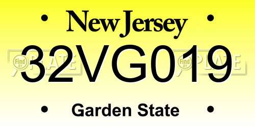 32VG019 New Jersey License Plate