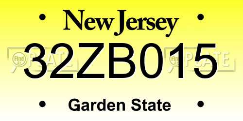 32ZB015 New Jersey License Plate