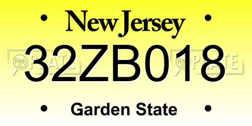 32ZB018 New Jersey License Plate