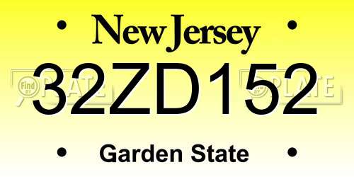 32ZD152 New Jersey License Plate