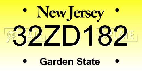 32ZD182 New Jersey License Plate