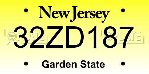 32ZD187 New Jersey License Plate