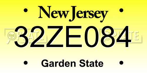 32ZE084 New Jersey License Plate