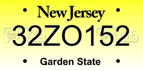 32ZO152 New Jersey License Plate