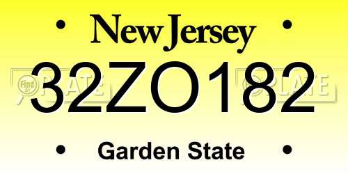 32ZO182 New Jersey License Plate