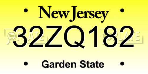 32ZQ182 New Jersey License Plate