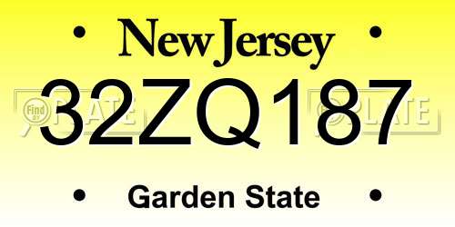 32ZQ187 New Jersey License Plate