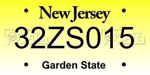 32ZS015 New Jersey License Plate