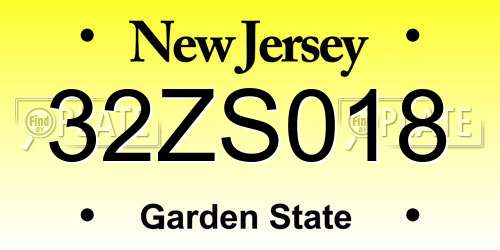 32ZS018 New Jersey License Plate