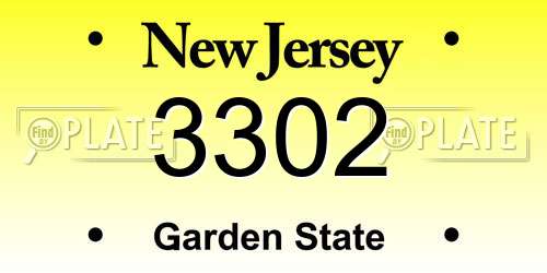3302 New Jersey License Plate