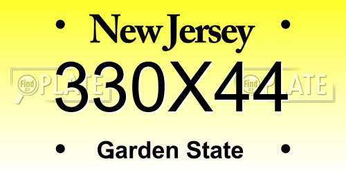 330X44 New Jersey License Plate