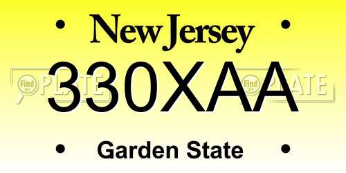 330XAA New Jersey License Plate