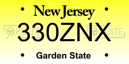 330ZNX New Jersey License Plate