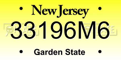 33196M6 New Jersey License Plate