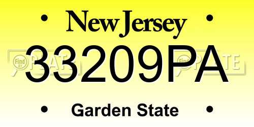 33209PA New Jersey License Plate