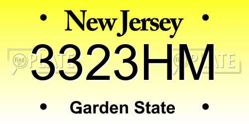 3323HM New Jersey License Plate