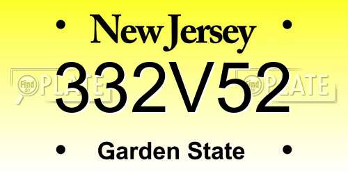 332V52 New Jersey License Plate