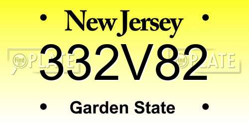 332V82 New Jersey License Plate