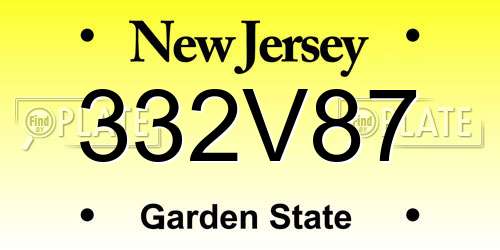 332V87 New Jersey License Plate