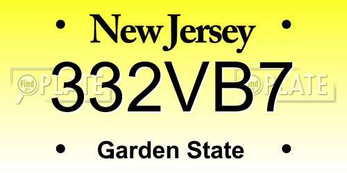 332VB7 New Jersey License Plate