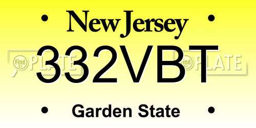 332VBT New Jersey License Plate