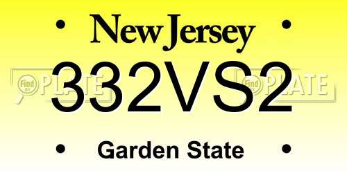 332VS2 New Jersey License Plate