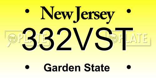 332VST New Jersey License Plate