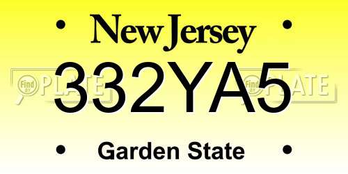 332YA5 New Jersey License Plate