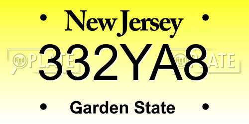 332YA8 New Jersey License Plate