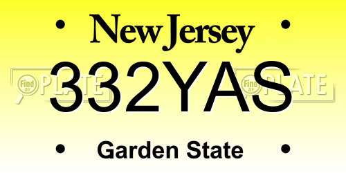 332YAS New Jersey License Plate