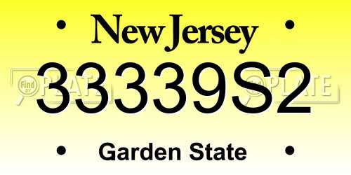 33339S2 New Jersey License Plate