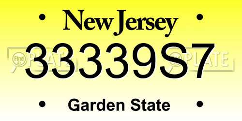 33339S7 New Jersey License Plate