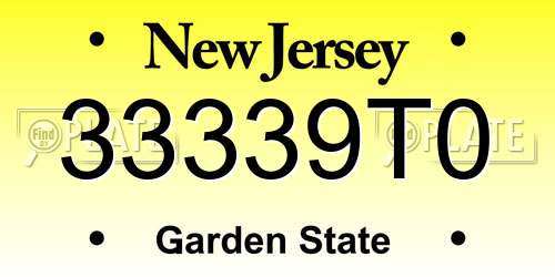 33339T0 New Jersey License Plate