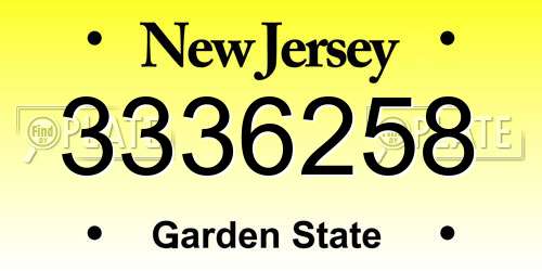 3336258 New Jersey License Plate