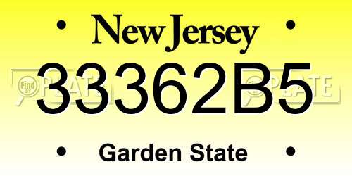 33362B5 New Jersey License Plate