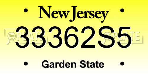 33362S5 New Jersey License Plate