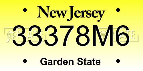 33378M6 New Jersey License Plate